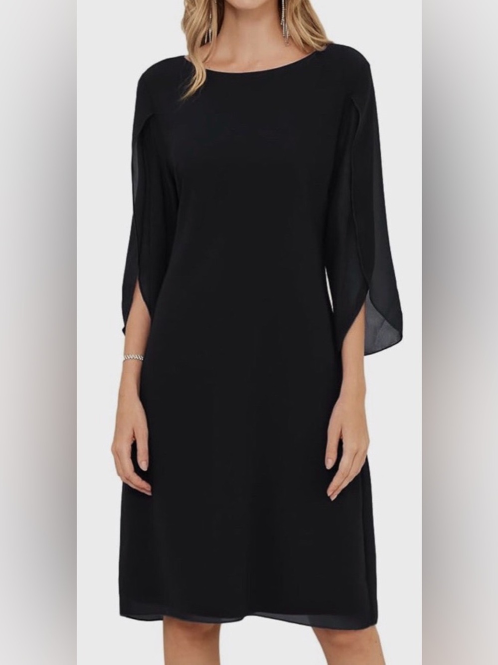 Grace Karin Asymmetrical Draped Sleeve Black Mini Dress NWT Size Medium